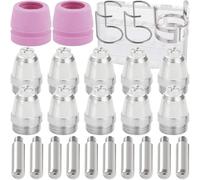 EATBALE Plasma Cutter Torch Consumables for SG-55 AG-60 WSD-60 Welding Gun Extend Tip Electrode Ceramic Cup Bracket Replacement Parts 0.45'' Shied Cup Wire Guide Tip Nozzle Accessories Kit