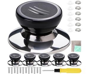 EATBALE Pot Lid Knobs, Universal Kitchen Cookware Lid Handles Replacement, Heat Resistant, Black, 6 Pack
