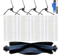EATBALE Replacement Parts for Eufy RoboVac C10 Robot Vacuum Cleaner 1 x Main Brush 4 x Side Brushes 4 x Hepa Filters Rubber Handle Nylon Bristles Washable Attachment Accessories Kit