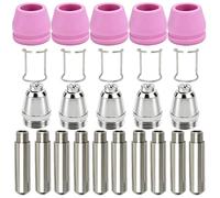 EATBALE SG-55 AG-60 Plasma Cutter Torch Tip Electrode Nozzle Consumables for SG-55 AG-60 WSD-60, for CUT60 CUT50P Plasma Cutting Machine with Electrodes Nozzles 0.8mm Ceramic Cup, Guide Ring