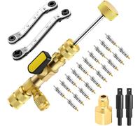 EATBALE Valve Core Remover Installer Tool & Dual Size SAE 1/4" and 5/16" Port, 3/8" to 1/4" HVAC Repair Wrench, 5/16" x 1/4" Refrigeration Repair Wrench, Hex Bit Adapter, Valve Cores