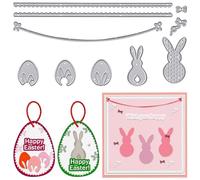 Eater Metal Cutting Dies Rabbits Background Die Cuts for Card Making, Bunny Embossing Stencil Template Tool for Easter Spring Birthday DIY Scrapbooking Photo Album Card Craft Decoration