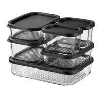 EATEX 6 Pack Glass Meal Prep Containers, 6 Airtight Stackable Glass Storage Containers with Lids, Microwave, Dishwasher Freezer & Oven Safe, BPA Free, Perfect for Lunch, Pantry, and Kitchen, Black