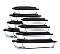 Eatex 8-Pack Glass Food Storage Containers with Lids, Baking Pans Set, Glass Baking Dishes for Oven | Leakproof Casserole Dish Lasagna Pan, Kitchen Serving Dishes| Oven Microwave Freezer Safe Bakeware