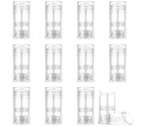 EATHEATY 12 Pcs 30ml/1oz Empty Deodorant Containers Refillable Bottom, Clear Twist Up Deodorant Bottles Round Lip Balm Tubes for DIY Lipstick Crayon