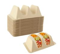 EATHEATY 50 PCS Disposable Taco Holders - Taco Bar Serving Set for a Party - Taco Plates Taco Stands for 2 Tacos - Taco Tray Holder for Taco Tuesday Lazy Susan Taco Bar