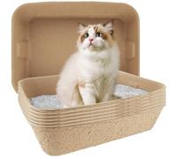 EATHEATY 8 Pack Disposable Litter Boxes for Cats, 16.1x12.6x3.7 Inch Disposable Cat Litter Tray