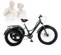 EaThsalL 24" Adult Fat Tire TricyclesThree Wheel Bicycles, 200kg Load Capacitay Elderly Exercise Shopping Scooter PP Soft Seat Comfortable Rides for Men, Women Green