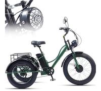 EaThsalL 24" Adults Tricycle 24" 3 Wheels 7 Speed Electric Bike Fat Tire, 200kg Load Capacitay with Cargo Basket Elderly Exercise Shopping Scooter Comfortable Rides