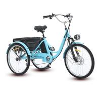 EaThsalL 24" Electric Power-Assisted Pedal Tricycle Suitable for Height 160-185CM, 150kg Load Capacitay with Cargo Basket Elderly Exercise Shopping Scooter Comfortable Rides