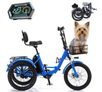 EaThsalL Electric Tricycle Bike For Adults Bike Fat Tyre with Cargo Basket Easy Climbing Load Capacitay Fat Tire for Adults,Comfortable Rides 20Inch-Blue