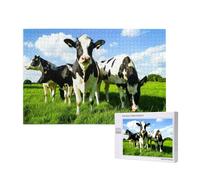 Eating Cows On Summer Pasture,1000 Pieces Wooden Jigsaw Family Game Jigsaw Puzzles for Adults Teens Home Decor