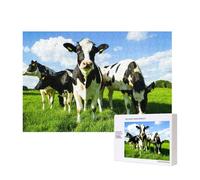 Eating Cows On Summer Pasture,300 Pieces Wooden Jigsaw Family Game Jigsaw Puzzles for Adults Teens Home Decor