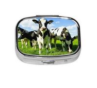 Eating Cows On Summer Pasture,Meta Pill Box 2 Compartment Medicine Case,Portable Organizer,Rectangle Meta Portable Organizer Pill Box 1485 Compartment Medicine Case
