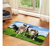Eating Cows On Summer Pasture,Waterproof Pet Feeding Mat,PU Leather Placemats for Cat Dog Water Bowl,Food Mats,30x45cm