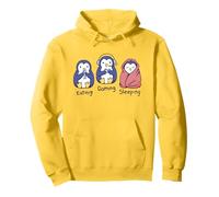 Eating Gaming Sleeping Penguins - Cute Gamer Lifestyle Pullover Hoodie