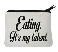 Eating It's My Talent Neoprene Coin Purse Pouch 10x11cm White