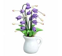 EatingBiting 1:12 1/12 Scale Miniature Furniture Miniature Dollhouse Purple Tulip Flower Flora Pot Landscape Figurines Decoration for Acessories Coffe Table Living Room Scene