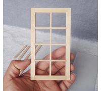 EatingBiting 1 Pack Adult Scene 1:12 Dollhouse Miniature DIY Furniture Acessories Wood Dollhouse Window Wooden Traditional 1/12 Scale 8-Pane Door Window Frame