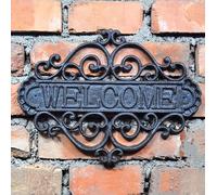 EatingBiting 11" Vintage Cast Iron Welcome Sign Wall Mount Decoration Rustic Sign House Plaque Garden Decor Wall Decor Welcome Tag House Plaque Garden Bar Cafe Store Gate Door