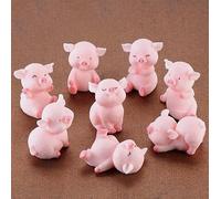 EatingBiting 8Pcs 1.5" Miniature Pig Figurines Pink Piggy Toy Figure Cake Toppers for Fairy Garden Decor Christmas Desk Decoration DIY Crafts, Garden Decoration, Table Centerpieces, Home Decor
