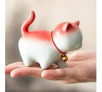 EatingBiting Ceramic 3.7"x 3.1" Tea Pet Cute Lucky Cat Tea Pet Home Figurine Ornament Landscape Decor Handmade Purple Clay for Kungfu Gift Water Tea Tray Accessories for Tea Lovers Oolong Home Decor