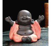 EatingBiting Chinese Zisha Tea Pet Laughing Baby Buddha Statue Monk Figurine Teapot Tea Pet for Home Tea Tray Decor for Home Tea Tray Decor