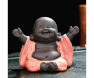 EatingBiting Chinese Zisha Tea Pet Laughing Baby Buddha Statue Monk Figurine Teapot Tea Pet for Home Tea Tray Decor for Home Tea Tray Decor