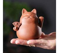 EatingBiting Chinese Zisha Tea Pet Maneki Neko Lucky Wealth RICH Cat Tea Pet Handmade Purple Clay for Kungfu Gift Water Tea Tray Accessories Handmade Tea Tray for Tea Lovers Oolong Tea Home Decor