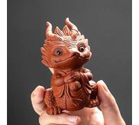 EatingBiting Lucky Dragon Tea Pet Purple Sand Handcrafted Kung Fu Tea Figurine Decoration Clay Teapet for Oolong Tea Tray Lucky Lazy Tea Pet for Home Tea Tray Decor