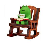 EatingBiting Micro Landscape Miniature Coffee Frog Rocking Chair Figurines Sofa Mobile Phone Cats Figurines Car Decoration Cartoon Animal Cat Ornaments Frog Car Interior Office Table (Brown)