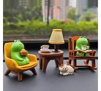 EatingBiting Miniature Frog Figurines Statue, Adorable Frog Collectibles Decoration Gift Set Car Decoration Cartoon Animal Cat Ornaments Japanese Frog Car Interior Office Table Car Accessories