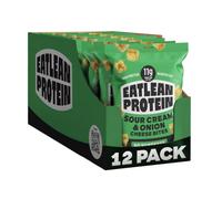 Eatlean Protein Cheese Bites - Sour Cream & Onion Baked Cheese Crisp Snacks, 11g Protein, 83 Calories, Low Carb & Keto Friendly, Vegetarian, 20g Bags, 12 Pack On-the-Go Gym & Lunchbox Snack