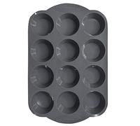 EATO Muffin Tray 12 Cup Silicone Yorkshire Pudding Tray, Muffin tin, Non-Stick Muffin Cupcake Tin for Muffins Cupcakes or Yorkshire Puddings, Bakeware 33 x 22 x 3 cm (Grey)