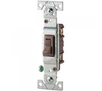 Eaton 1303-7B 15-Amp, 120-Volt Standard Grade Single Pole Framed Toggle AC Quiet Switch, Brown