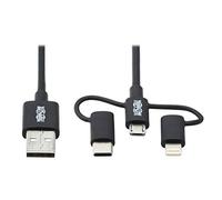Eaton Tripp Lite Universal USB-A to Lightning, USB Micro-B and USB-C Sync/Charge Cable (M/3xM), MFi Certified, Black, 6 ft. (1.8 m) (M101-006-LMC-BK)