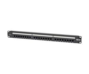 Eaton TrippLite Cat6 24-Port PoE+ Patch Panel, RJ45 Ethernet, 1U Rackmount, EIA/TIA 568A/B Wiring Standards for 110 & Krone Terminations, Lifetime Warranty (N252-P24), black