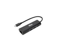 Eaton USB-C Multiport Hub Adapter Converter with 3 USB-A 3.0 Ports, Gigabit Ethernet Port Gbe, Thunderbolt 3 Compatible, Black, Plug-and-Play No Drivers Needed (U460-003-3A1GB)