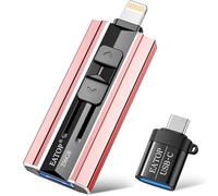 EATOP 256GB Flash Drive Intended for iPhone iPad Android and Computers, 4 in 1 Photo Stick for Phone Memory Storage Easily Backup Photos Videos, Plug and Play, No Application Required (Light Pink)