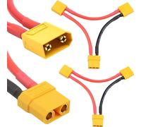 EatPitaya 2pcs XT90 Plug Series Battery Connector 1 Female 2 Males Adapter XT90 Male Female Battery Connector with 10AWG Silicon Cable 100mm Length for RC Battery Helicopter Quadcopter