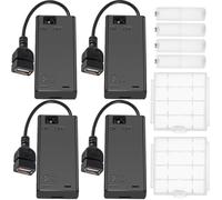 EatPitaya 4Pcs 2 AA Battery Holder USB Switch and Cover 3v Female Socket, 2 x 1.5V AA Battery Case Box + 4Pcs AAA to AA Battery Holder Converter + 2Pcs 4 AA Battery Storage Case Holder Box