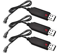EatPitaya Drone USB Charger Cable with SM-2P Connector Plug(3Pcs), Lithium Battery USB Charging Cable 3.7V 500mAh Output Portable with LED indicator for RC Car Child Toy Car Spare Battery