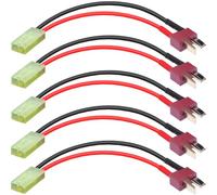 EatPitaya T Plug Male to Mini Tamiya Female Cable, Deans Style Tamiya Style Battery Connector 10cm/3.93in Battery ESC adapter 14AWG Flexible Silicone Lipo Battery Charge Cable - 5pcs
