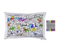 eatsleepdoodle Colouring Pillowcase for Kids w/ 10pk Washable Markers - 75x50cm Dinosaur Kids Colouring Pillowcase - Ultra Washable & Reusable Arts and Crafts