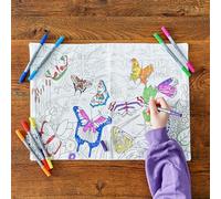 eatsleepdoodle Colouring Placemat for Kids w/ 10pk Washable Markers for Kids - 33x47cm Butterfly Colouring Placemat - Ultra Washable & Reusable Arts and Crafts for Kids