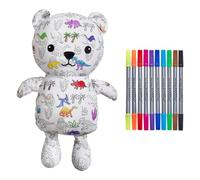 eatsleepdoodle Dinosaur Washable Colouring Bear Plush, 10pk Wash Out Pens