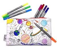 eatsleepdoodle DIY Coloring Solar System Pencil Case for Kids with 10pcs Washable Markers, Reusable Art Supply Organizer, Fun Arts & Crafts Activity for Boys & Girls, Creative Gift Idea for Ages