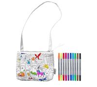 eatsleepdoodle Fairytale Colouring Crossbody Bag for Kids w/ 10pk Washable Pens for Kids - 22x18cm Colouring Crossbody Bag for Girls