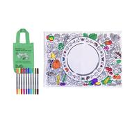 eatsleepdoodle Fruit and Vegetable Colouring Placemat in its own Cotton Bag to Colour-in Features a Fun, Educational Colouring Placemat, Washable Felt tip Fabric Pens Included