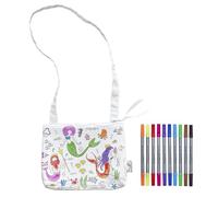 eatsleepdoodle Mermaid Colouring Crossbody Bag for Kids w/ 10pk Washable Pens for Kids - 22x18cm Colouring Crossbody Bag for Girls